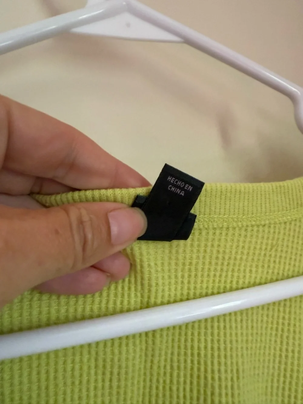 wild fable Lime Green Waffle-Knit V-Notch Long Sleeve Top - Picture 3 of 8